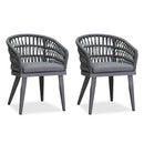 PURPLE LEAF 2 Pieces Patio Dining Chair All-Weather Rattan Outdoor Dining Chair Set with Aluminum Frame for Garden Backyard Deck