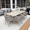 PURPLE LEAF Outdoor Dining Set All Weather Wicker Patio Dining Set with Rectangular Aluminum Table and Modern Armrest Dining Chairs for Garden Deck Backyard Kitchen
