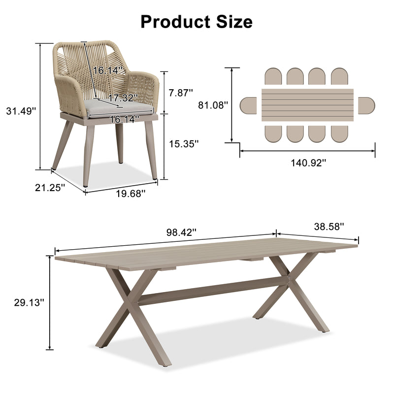 PURPLE LEAF Outdoor Dining Set All-Weather PE Rattan Outdoor Patio Furniture Set with Aluminum Frame