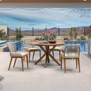 PURPLE LEAF Round Outdoor Dining Set Patio Aluminum Dining Set Round Table and Wicker Chairs with Sunbrella Cushions for Kitchen Deck