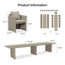 PURPLE LEAF Sanori Patio Dining Set Modern Large Weather-Resistant Table and Aluminum Chairs with Cushions for Garden Beige