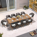 PURPLE LEAF Patio Dining Set with Sunbrella Fabric Cushions and Aluminum Table All-Weather Wicker Patio Table Set for Deck