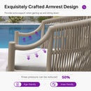 PURPLE LEAF wicker patio dining chair armrest: easy sit/stand support, reduces knee pressure.