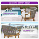 PURPLE LEAF all-weather wicker patio chair: 15° tilted back, 180° waist wrap.