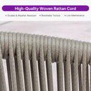 Durable, weather-resistant woven rattan cord for PURPLE LEAF outdoor dining sets.