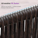 PURPLE LEAF 2 Pieces Outdoor Dining Chair All-Weather Wicker Aluminum Frame Patio Dining Chair for Lawn Garden Backyard Deck with Cushion Brown Armchair