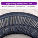 PURPLE LEAF outdoor dining chair: all-weather woven rattan cord detail, durable and low-maintenance.