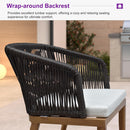 PURPLE LEAF 2 Pieces Outdoor Dining Chair All-Weather Wicker Aluminum Frame Patio Dining Chair for Lawn Garden Backyard Deck with Cushion Brown Armchair