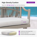 PURPLE LEAF outdoor dining chair cushion: 45D high-density foam, 3.15" thick, layered construction.