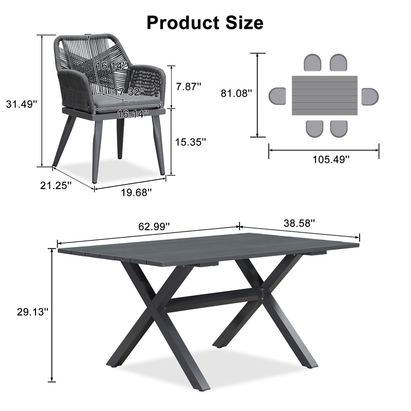 PURPLE LEAF 11/9/7 Pieces Outdoor Dining Set PE Rattan Outdoor Patio Furniture Set Grey