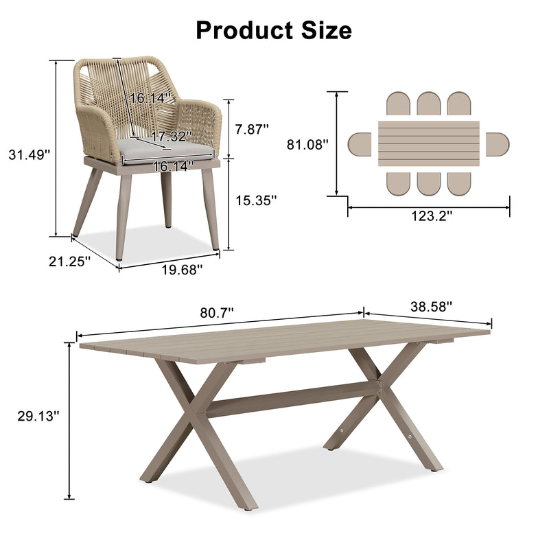 PURPLE LEAF Outdoor Dining Set All-Weather PE Rattan Outdoor Patio Furniture Set with Aluminum Frame