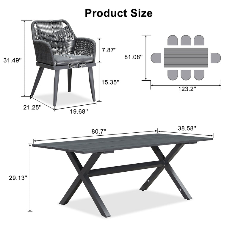 PURPLE LEAF 11/9/7 Pieces Outdoor Dining Set PE Rattan Outdoor Patio Furniture Set Grey