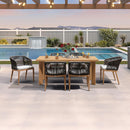 PURPLE LEAF Patio Dining Set with Sunbrella Fabric Cushions and Aluminum Table All-Weather Wicker Patio Table Set for Deck