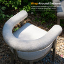 Purple Leaf patio dining chair with wrap-around backrest and textured olefin cushion.