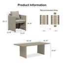 PURPLE LEAF Sanori Patio Dining Set Modern Large Weather-Resistant Table and Aluminum Chairs with Cushions for Garden Beige