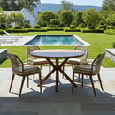 PURPLE LEAF Round Outdoor Dining Set Patio Aluminum Dining Set Round Table and Wicker Chairs with Sunbrella Cushions for Kitchen Deck