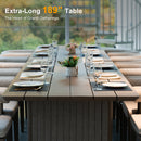 PURPLE LEAF 189-inch extra-long grey aluminum rectangular patio dining set.