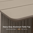 Close-up of heavy duty aluminum table top, 1.57 inch thick, for PURPLE LEAF patio dining set.