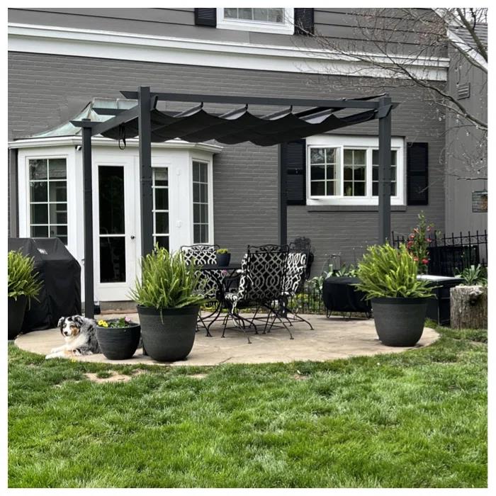 PURPLE LEAF Outdoor Retractable Pergola with Sun Shade Canopy Patio Aluminum Pergola for Garden