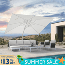 PURPLE LEAF Modern White Outdoor Umbrella Premium Aluminum Patio Cantilever Pool Sun Umbrellas