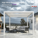 PURPLE LEAF Athena Louvered Pergola White Outdoor Aluminum Pergola with Roller Blind Adjustable Gazebo for Patio Deck Garden