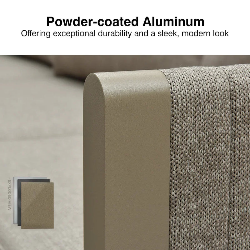 PURPLE LEAF Sanori Classical with Table Patio Conversation Set with Beige Ottoman and Cushions for Backyard or Porch