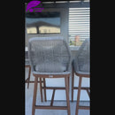 PURPLE LEAF Outdoor Bar Stool Set of 2,  Wicker Rattan Bar stools with Back Aluminum Outside Garden Patio Bar Chairs