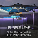 PURPLE LEAF Square Cantilever Umbrella with Base, Outdoor Umbrellas with Lights