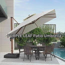 PURPLE LEAF Double Top 9 / 10 / 11 / 12 ft Square Aluminum Sun Umbrellas in Wood Color