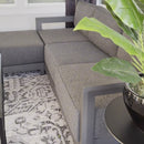 PURPLE LEAF Caesar L-shaped Patio Conversation Set with Grey Cushion Pillows and Ottoman Couch for Backyard Porch