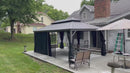 PURPLE LEAF Patio Gazebo for Pool Light Grey Hardtop Galvanized Steel Roof with String Lights