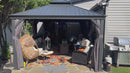 PURPLE LEAF Patio Gazebo for Backyard Grey Hardtop Galvanized Steel Roof Awning with Upgrade Curtain