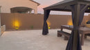 PURPLE LEAF Outdoor Hardtop Gazebo for Patio Bronze Aluminum Frame Pavilion with Navy-Blue Curtain