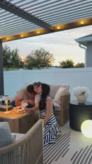 PURPLE LEAF Caesar Outdoor Louvered Pergola Patio Sun Shade Shelter with Adjustable Hardtop Patio Pergola Gray Frame White Roof