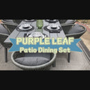 PURPLE LEAF Patio Dining Sets with Aluminum Frame Table & Handwoven Wicker Chairs Grey