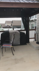 PURPLE LEAF Hardtop Gazebo for Patio Wood Grain Galvanized Steel Frame Awning with Netting