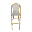 PURPLE LEAF French Counter Height Bar Height Stool Set of 2, Patio Bar Chairs with Back Rattan, French Bistro Set