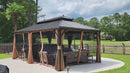 PURPLE LEAF 12' x 20' Large Outdoor Hardtop Gazebo for Patio Backyard with Double Bronze Hard Roof and Khaki Curtains