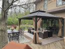 PURPLE LEAF Outdoor Hardtop Gazebo for Garden Bronze Double Roof Aluminum Frame Pavilion