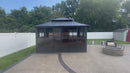 PURPLE LEAF Sunroom Hardtop Gazebo Solarium Grey Galvanized Steel Double Roof  All-Weather Aluminum Outdoor Screen House