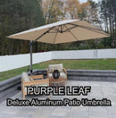 PURPLE LEAF Deluxe Aluminum Outdoor Patio Umbrella Square Cantilever Umbrellas