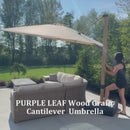 PURPLE LEAF Wood Grain Cantilever Patio Umbrella Aluminum Outdoor Umbrellas