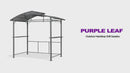 PURPLE LEAF Outdoor Grill Gazebo Polycarbonate Roof with Built-in Shelves for Hardtop Gazebo Patio BBQ UV Protected Deck Grey