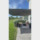 PURPLE LEAF Provence Series Outdoor Cantilever Patio Umbrella with Champagne Gold Frame for Terrace, Deck & Lounge