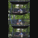 PURPLE LEAF Outdoor Patio Porch Swing Adjustable Backrest, 3-seat Swing Chair with Weather Resistant Steel Frame for Backyard ,Pillows Included