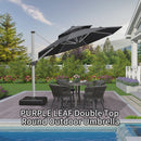 PURPLE LEAF Double Top 360 Degree Rotation 10 / 11 / 12 / 13 ft Round Outdoor Classic Umbrella