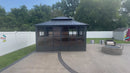 PURPLE LEAF Sunroom Hardtop Gazebo Solarium Grey Galvanized Steel Double Roof  All-Weather Aluminum Outdoor Screen House