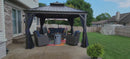 PURPLE LEAF Outdoor Hardtop Gazebo for Patio Bronze Aluminum Frame Pavilion with Navy-Blue Curtain and String Lights-clear