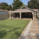 PURPLE LEAF Backyard Gazebo Champagne Hardtop Galvanized Steel Roof Awning and Upgrade Curtain with Lights-milky