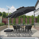 PURPLE LEAF Double Top 360 Degree Rotation 9 ft / 10 ft / 11 ft / 12 ft Square Patio Classic Umbrella